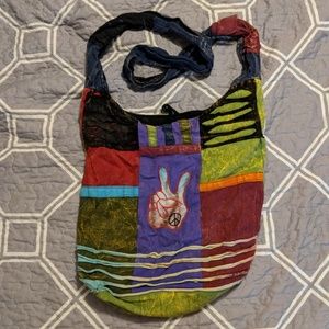 Vintage hippie peace style crossbody bag